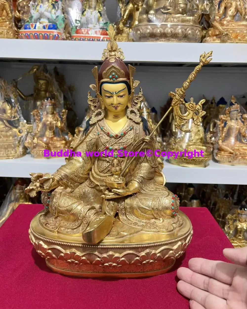 Discount # TOP Guru Rinpoche Padmasambhava high qualiy COPPER BUDDHA STATUE Wholesale Buddha supplies HOME temple Altar worship