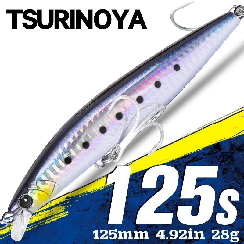 TSURINOYA Strong 125S High Strength Sinking Minnow Stinger 125mm 28g Ultra-long Casting Saltwater Fishing Lure Large Hard Baits