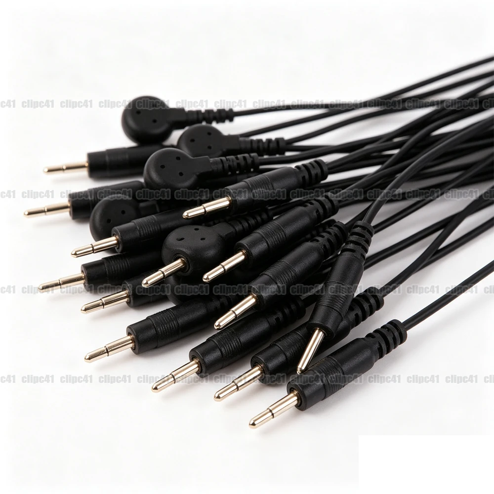 10Pcs Plug 2.0mm Snap 3.5mm Male Connector Cable Electrode Lead Wire Connecting Cables Use for Tens/EMS Massage Machine Device