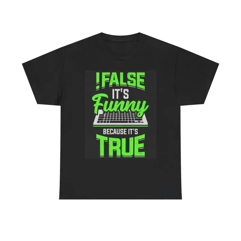 Funny Its False T Shirt Retro Jokes Dad Comedy Heavy Cotton