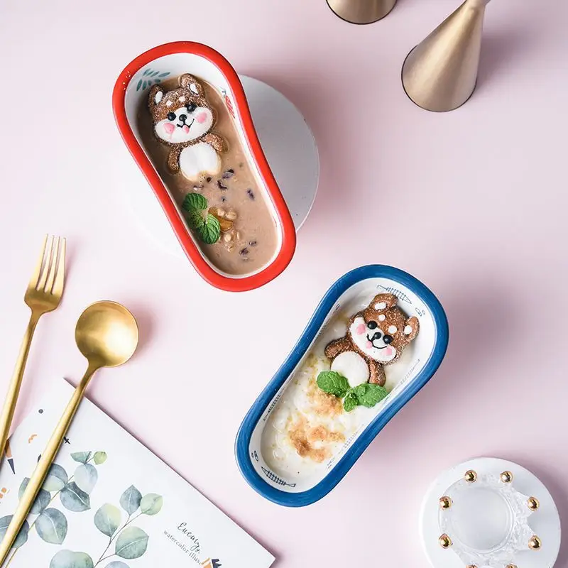 Perfect Versatile Trendy Creative Ceramic Dessert Cereal Ice Cream Tub Bowl Set for Home Kitchen Tableware