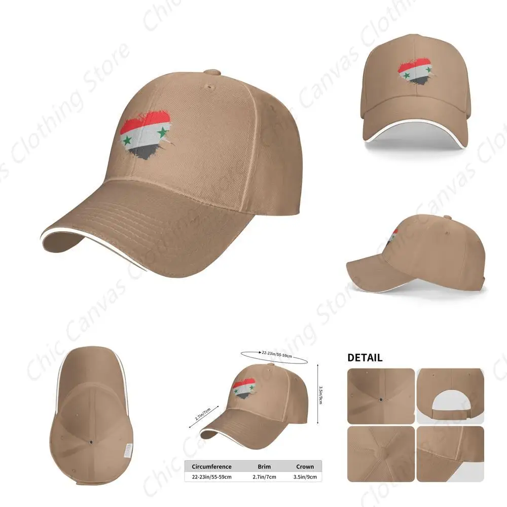 

Syrian Arab Representative Flag Heart Shaped Baseball Hat Neutral Fashion Adjustable Truck Hat Dad Golf Hat