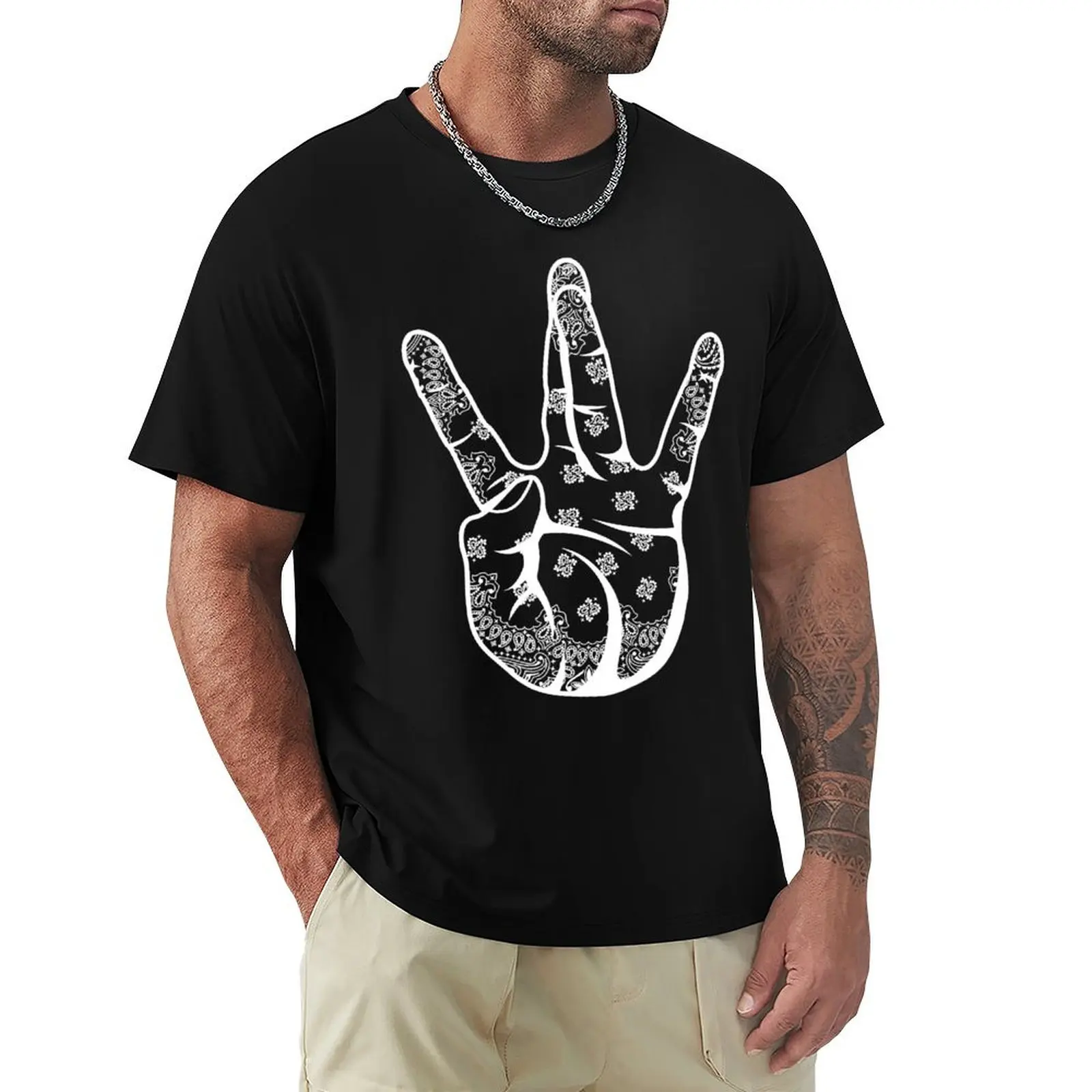 Westside Bandana Hand Sign Gangsta Rap T-Shirt Simple Trendy Casual T-Shirt