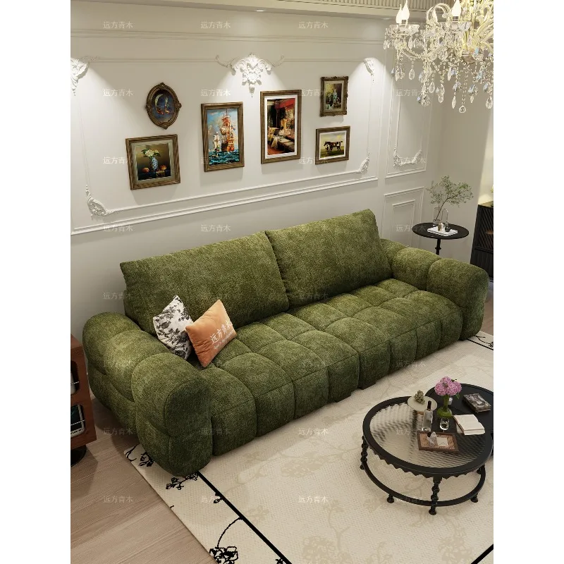 French cream-style cream puff chenille velvet sofa, simple living room small apartment, new cloud vertical fabric sofa