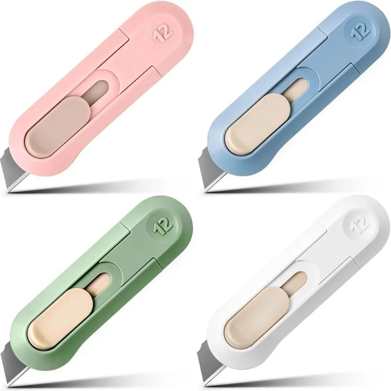 4 Colors Portable Mini Paper Cutter High Quality Artwork Knife Automatic Rebound Box Opener Pocket Cutter For Office Stationery