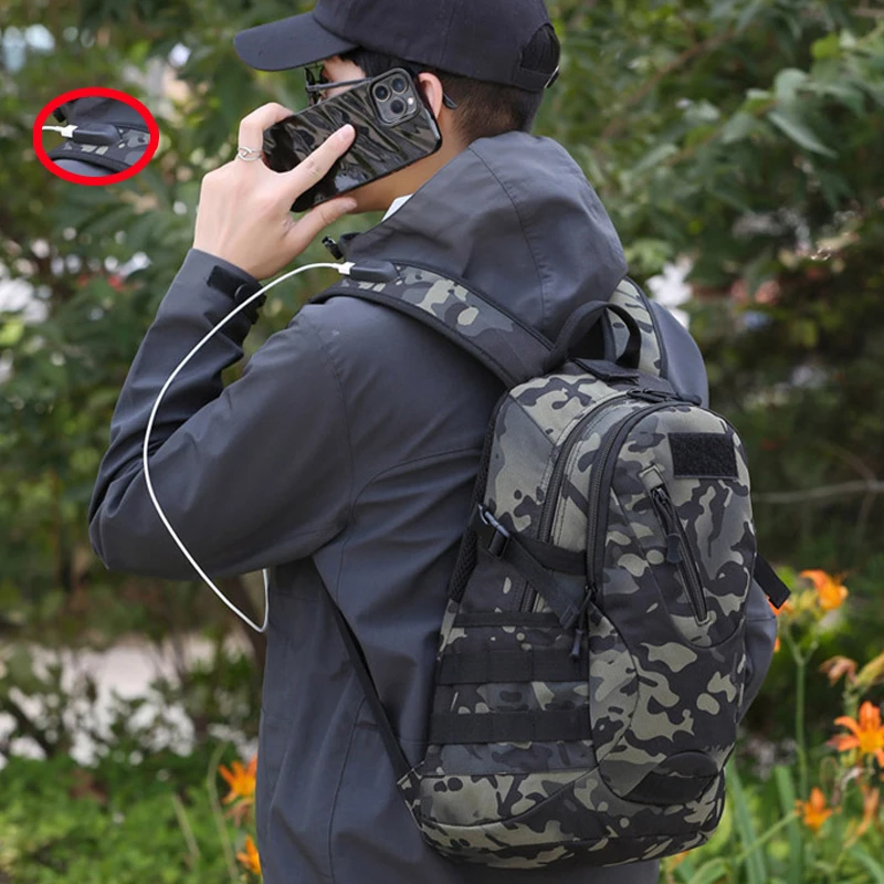 

Outdoor Sports 20L Tactical Backpack Camping Bag Hiking Rucksack Camouflage Men Travel Mountaineering Backpack Shoulder USB Bag