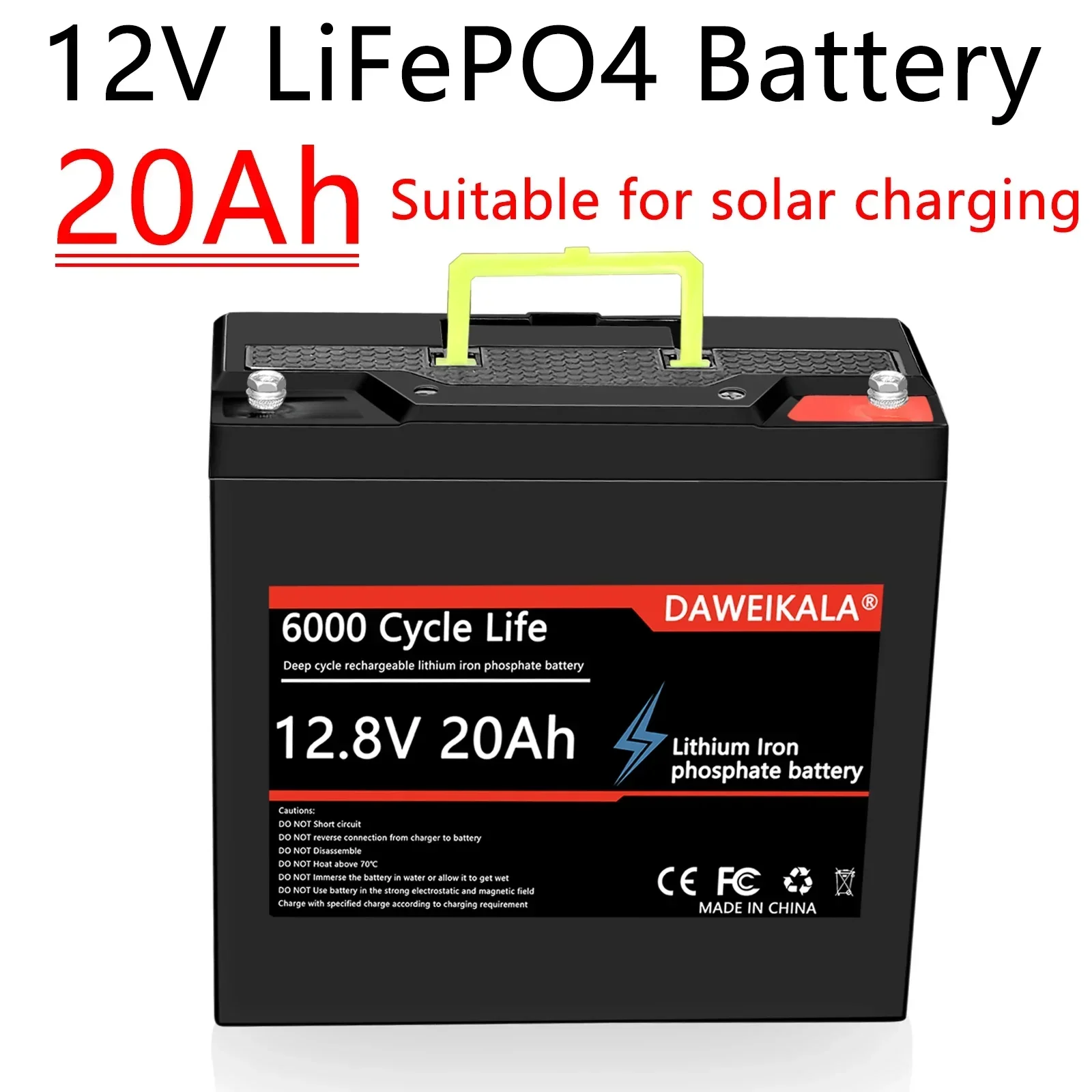 

12 В 20 Ач аккумулятор LiFePO4 DeepCycle аккумуляторная батарея с 20 А BMS для солнечной энергии ветра игрушечное оборудование для кемпинга