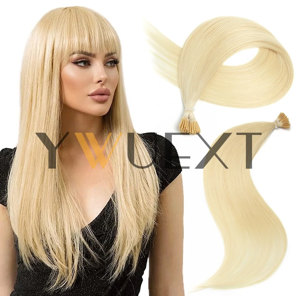 I Tip Hair Extensions Human Hair 12-20 Inch Blonde Itip Hair Extensions 30g/50Strands Long Straight Pre Bonded Black Brown I Tip Hair Extensions for Women