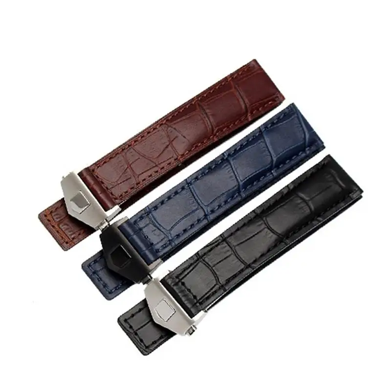 TINTAG Genuine Leather Bracelet 19mm 20mm 22m For Tag Heuer Watchband Men Wristwatches Band Accessories Fold Buckle Leather