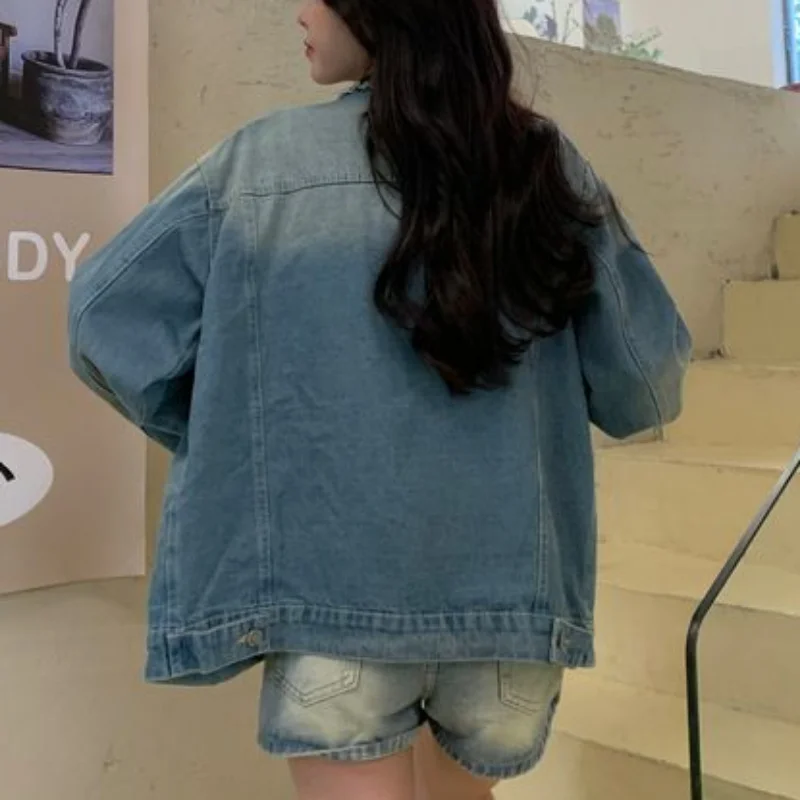 Jassen Vrouwen Lente Denim O-hals Mode Effen Alle-Wedstrijd Losse Bovenkleding Nieuw Classic Populaire Leisure Stijlvolle Vrouwelijke Chic Bf