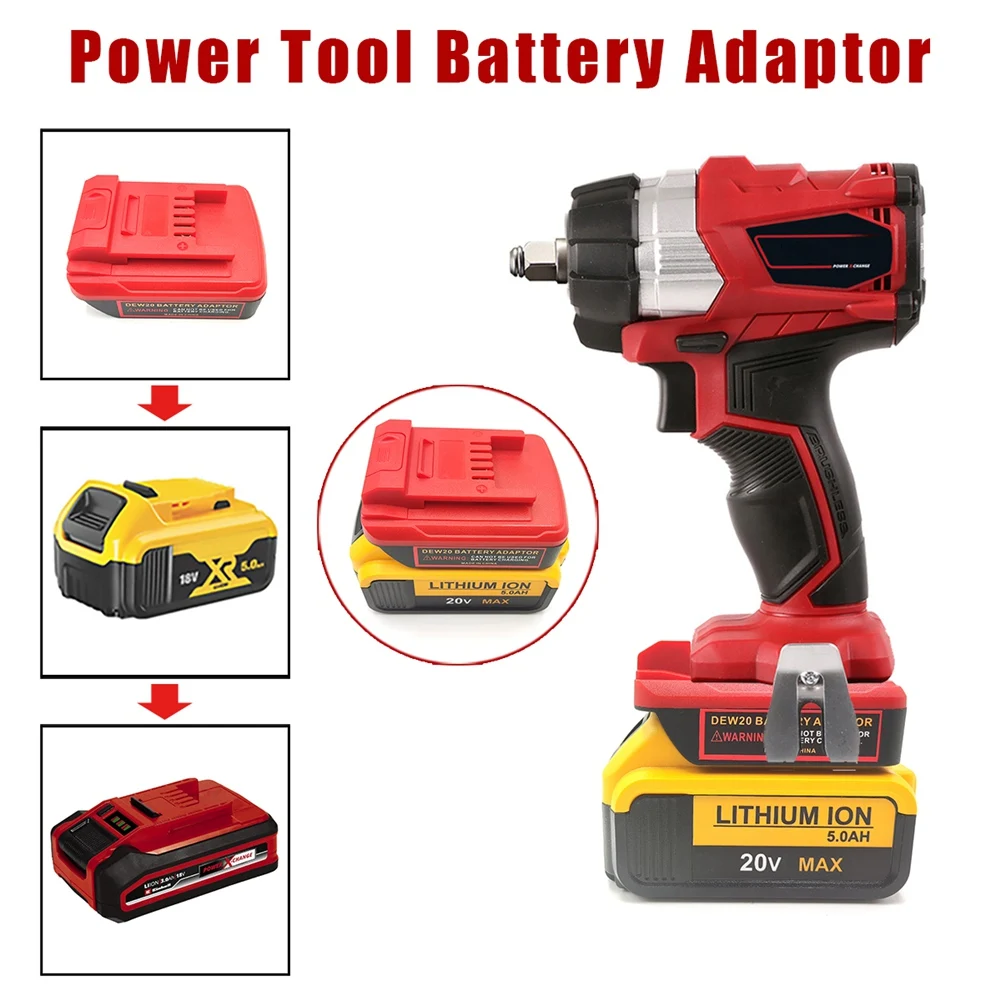 ABFKL Battery Tool Adapter Converter for Dewalt 18V 20V Li-Ion Battery to for Einhell Power X-Change 18V Li-Ion Battery Tool