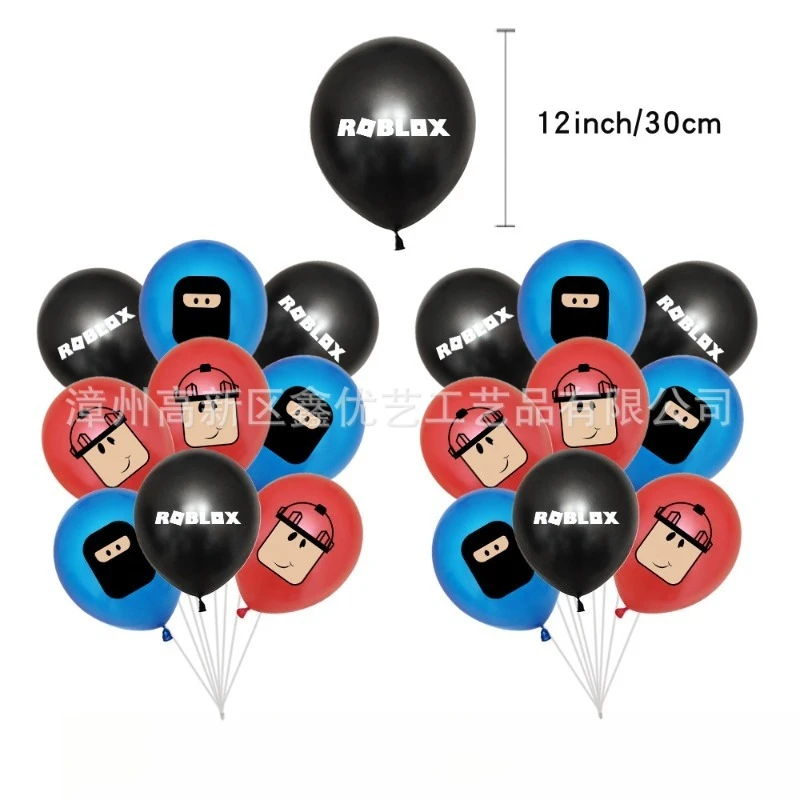 Roblox 생일 장면 장식 용품 파티 용품 풍선 세트 배너 삽입 소년 소녀 생일 장식 용품