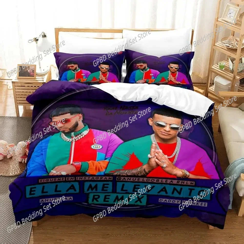

3D Print Anuel Aa Real Hasta La Bedding Set 3D Printed Suitable for Bedroom Duvet Cover Set With Pillowcases Kids Home Textile
