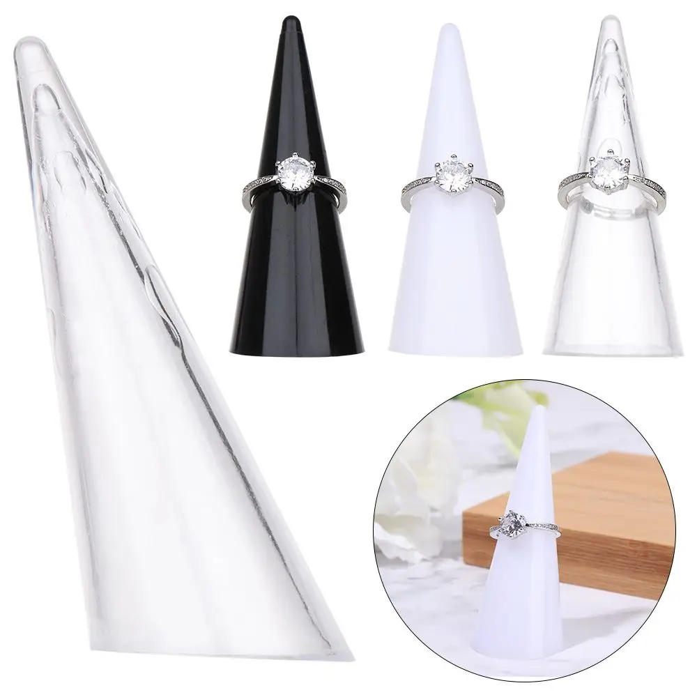 1/5PCS Gift White Black Transparent Fingertip Conical Acrylic Holder Jewelry Show Ring Display Stand Jewellery Organizer