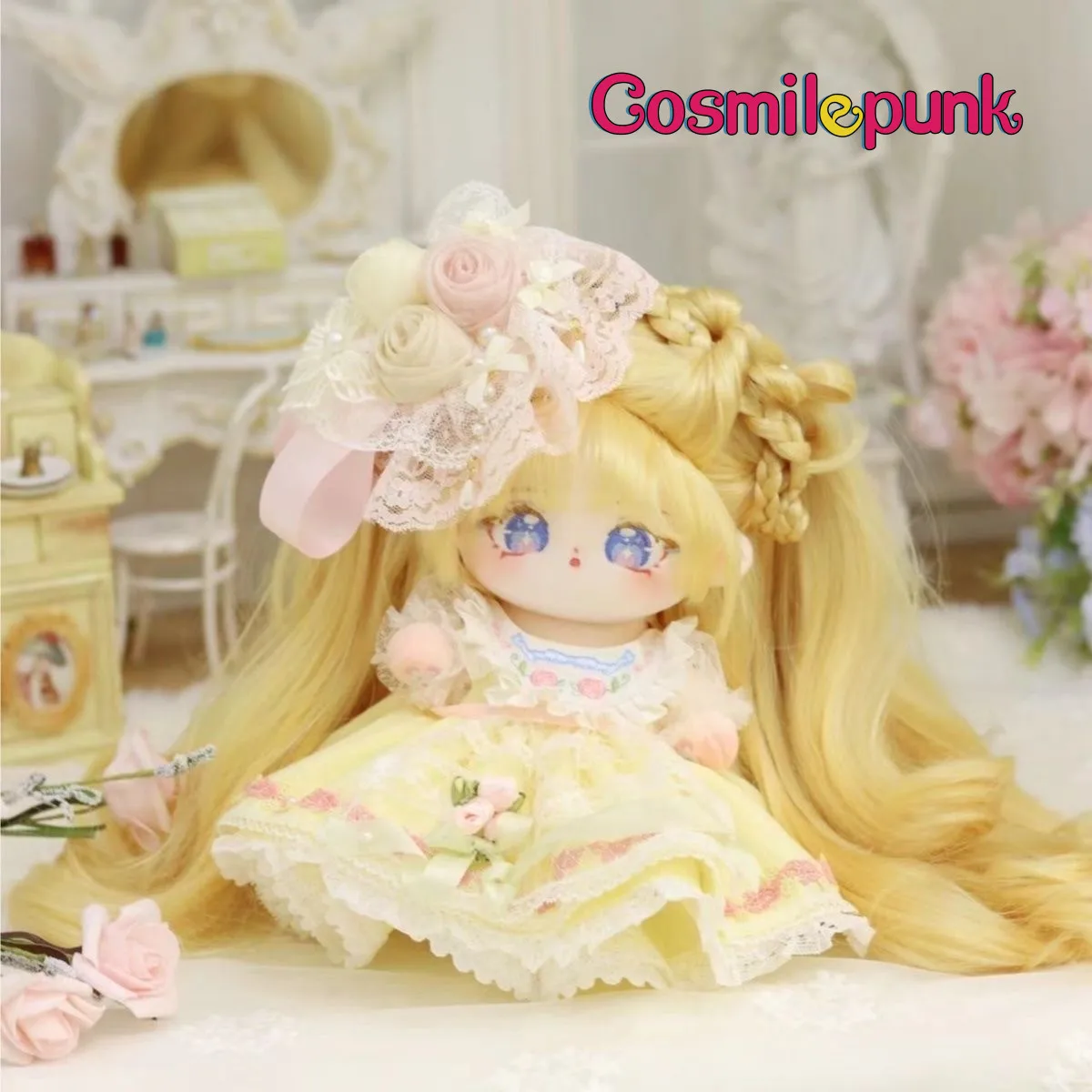 

Original Lolita Yellow Soft Silk Wig Girl Plush 20cm 28cm Doll Body Toy Game Cosplay Anime Bag Accessories Decor Cute PDD