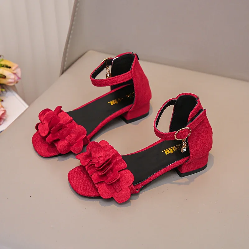 

Girls Sandals Korean Style for Party Wedding Kids Princess Shoes High Heels 2025 Summer New Children Casual Chic Shoes for Dance