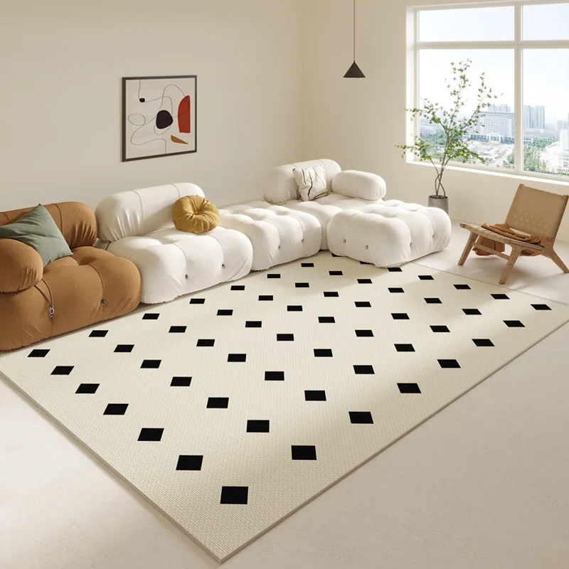 VIKAMA Simple Geometric Ins Line Wind Carpet Living Room Bed in Front of the Large Carpet Easy to Take Care of Non-slip Soft Rug