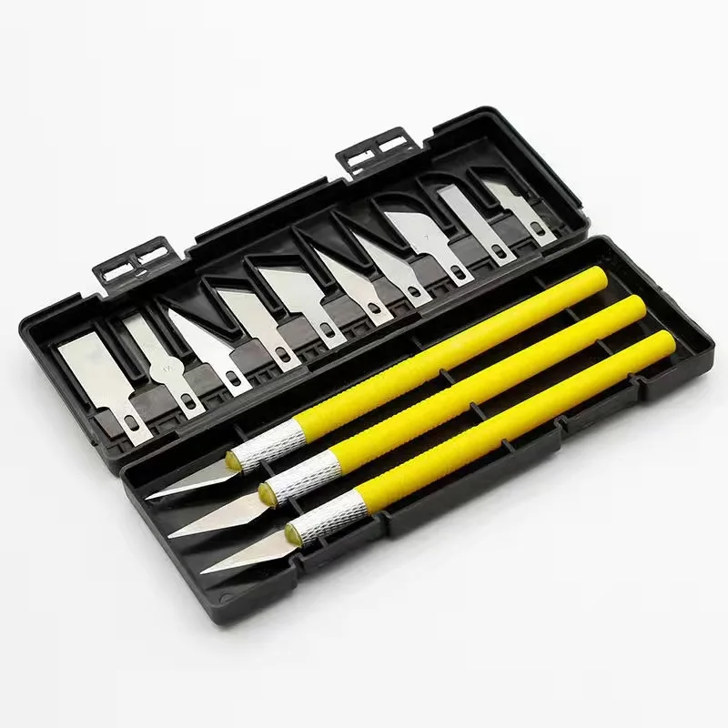 13Pcs/set Art Carving Cutter With Box Paper Cutter Metal Blade Wood Carving Knife Blade Replacement Operation Scalpel Craft