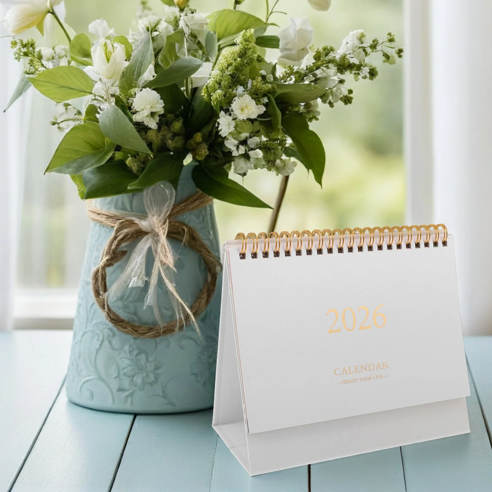 Mini Desktop Calendar 2026 Small Compact Standing Flip Calendar With Twin-Wire Binding Daily Schedule Organizer Desk Pad For