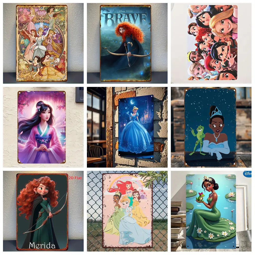 

Miniso Disney Princess Series Classic Appreciation Retro Vintage Tin Sign Poster Decorative Plaque Metal Plate Wall Decor