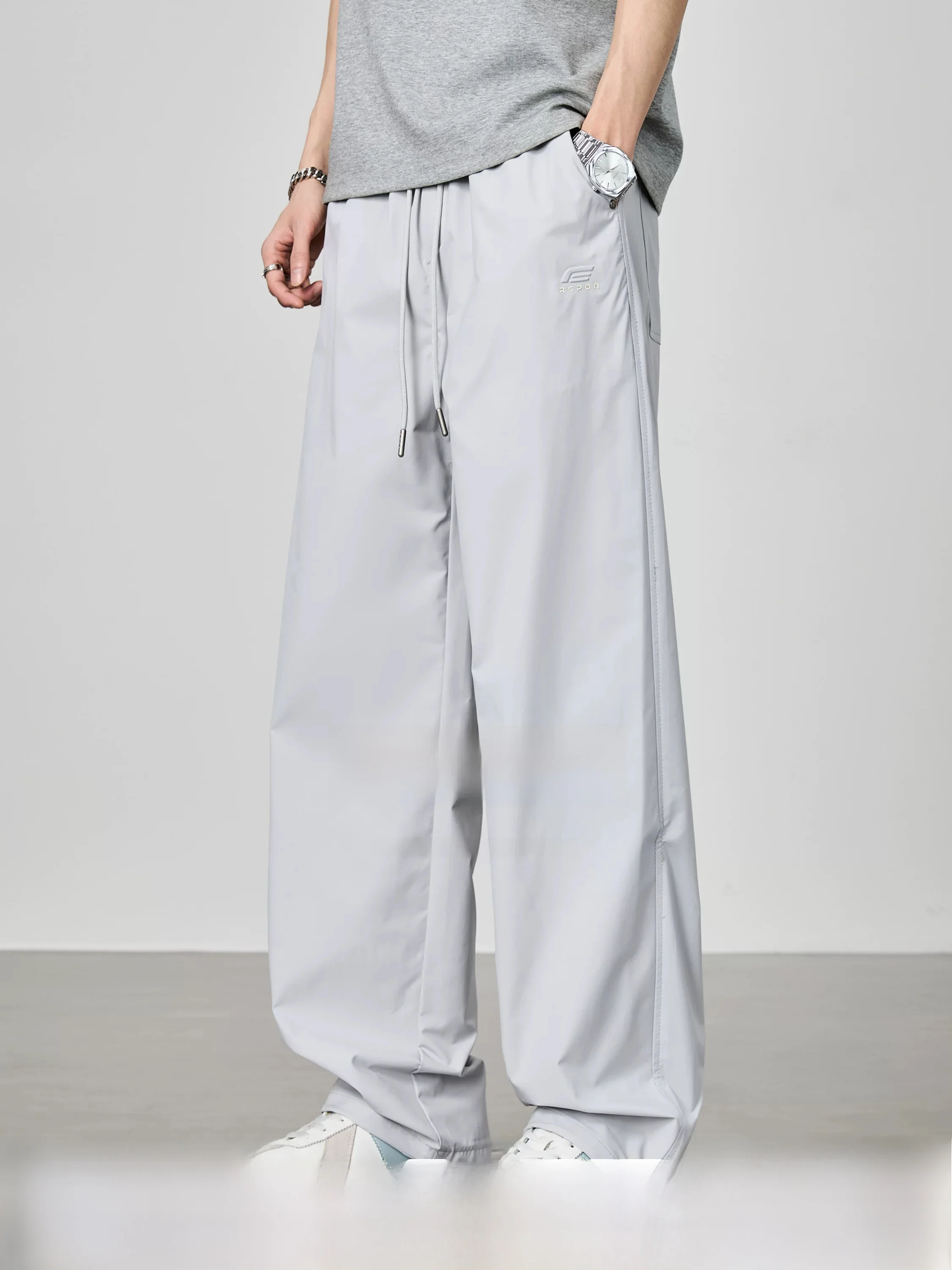 ALLIN Ice Silk Wide Leg Pants Men Women Summer Thin Loose Drapey Breathable Straight Leg Sport Trousers Casual Fashion Brand