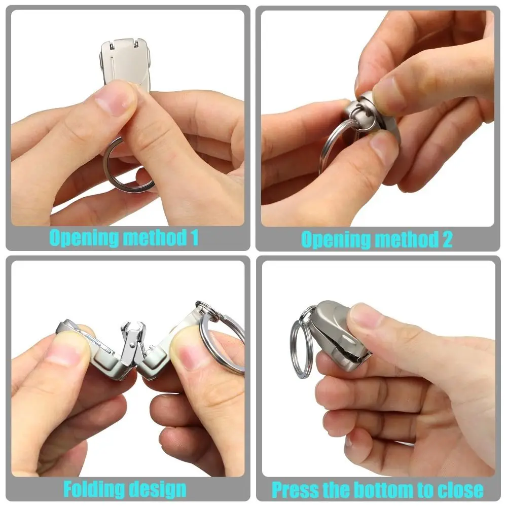 Portable Mini Nail Clippers Folding Lightweight Nail Trimmers Stainless Steel Multi-functional Keychain Nail Clipper Daily Carry