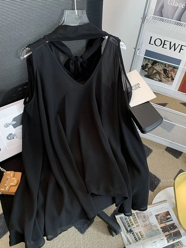 

Лето 202, V-Ne Bla, свободный женский топ трапециевидной формы с поясом Ne Hanging ter Ne, прозрачная тканевая блузка