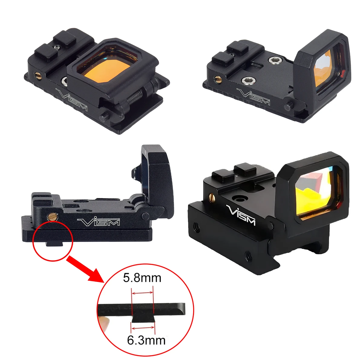 

VISM Flip Dot Reflex Sight Compact Flip Up Red Dot Sight Universal For Glock Mount Plate Base Adapter 20mm Riflescope Rail Mount