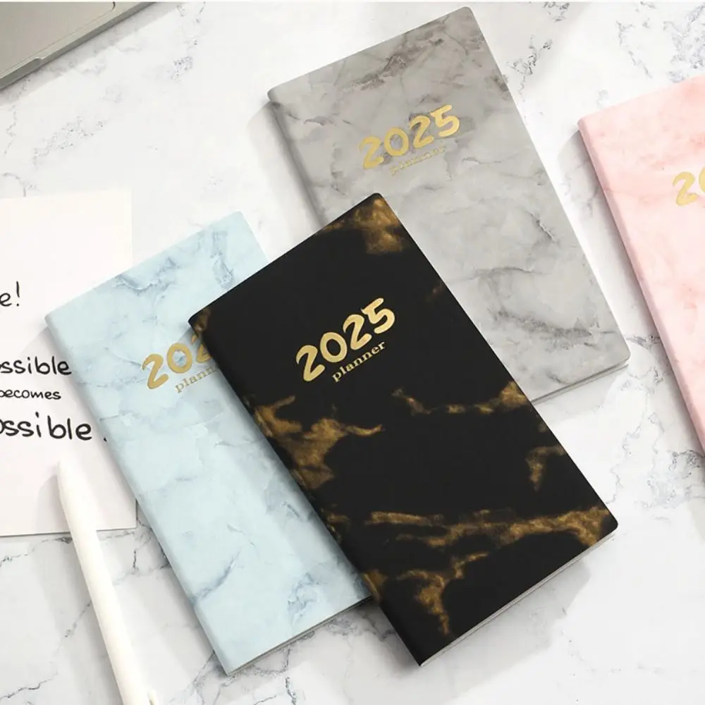 Draagbaar A6 2025 Agendaboek Met Kalenderpocket Notitieboekjes Gemarmerd Omslagdagboek Wekelijkse Planner Schoolkantoor