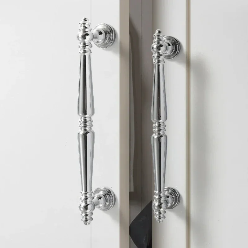 French Bright Silver Handle Brass Cream Wind Luxury European Cupboard Door Pulls Kitchen Wardrobe Drawer Furniture Small Handles