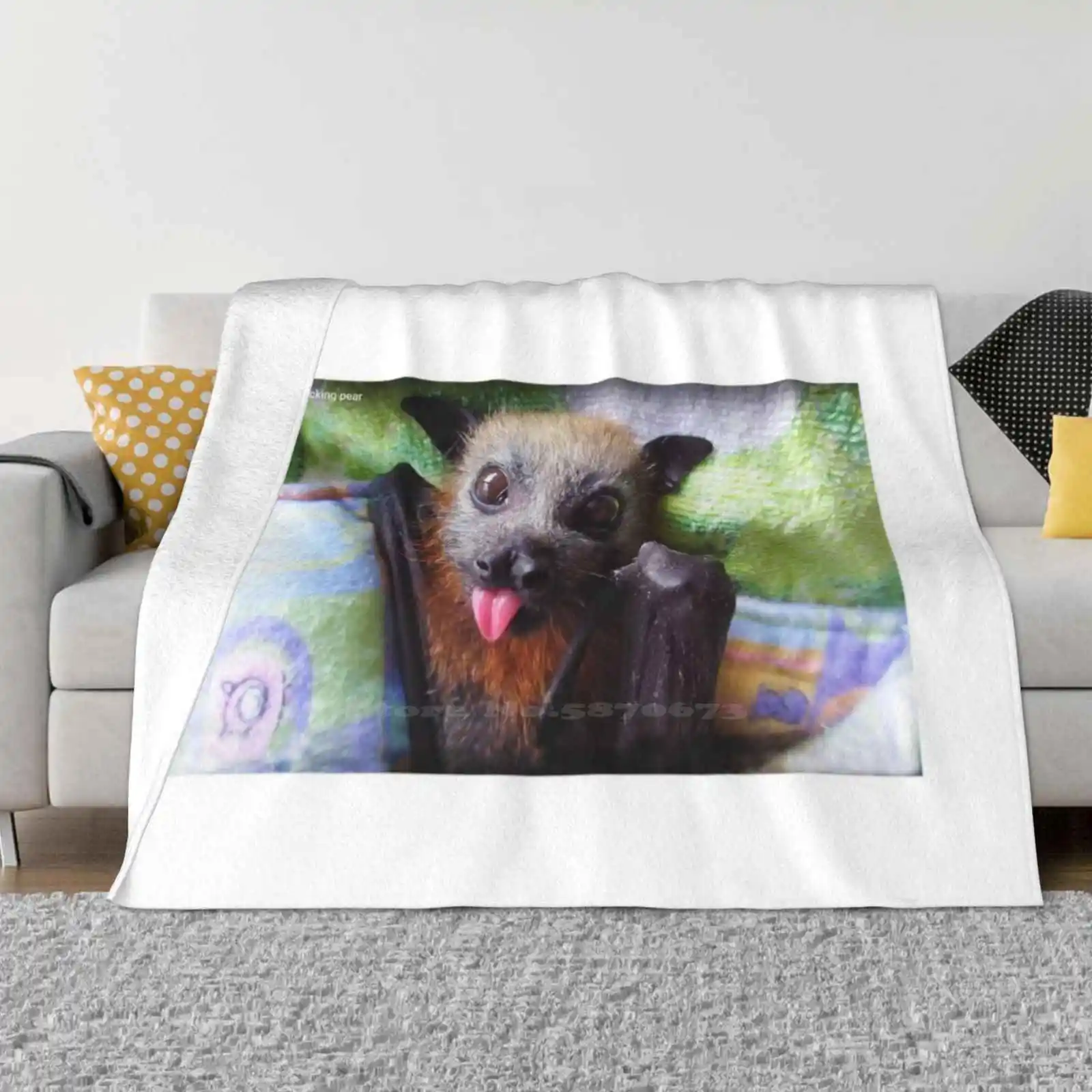 Batzilla-Miss Lip Pear By Batzilla All Sizes Soft Cover Blanket Home Decor Bedding Batzilla Flying Fox Endangered Pollinators