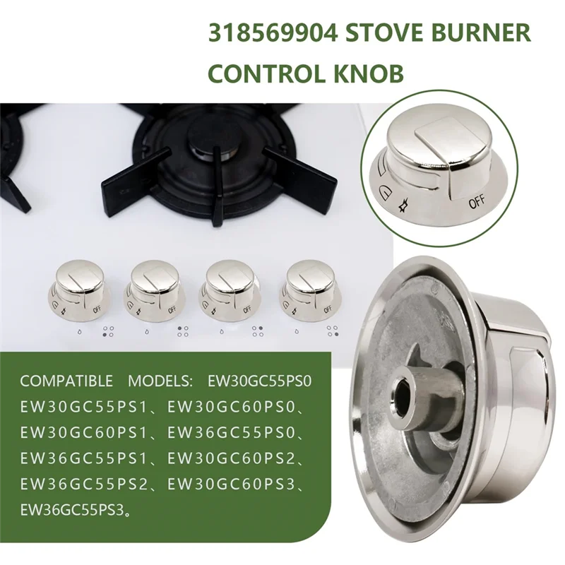 

AEE4-4Pack 318569904 Cooktop Burner Control Knob For Frigidaire Electrolux Replaces 3514026 AP5809436 PS9495257 EAP9495257