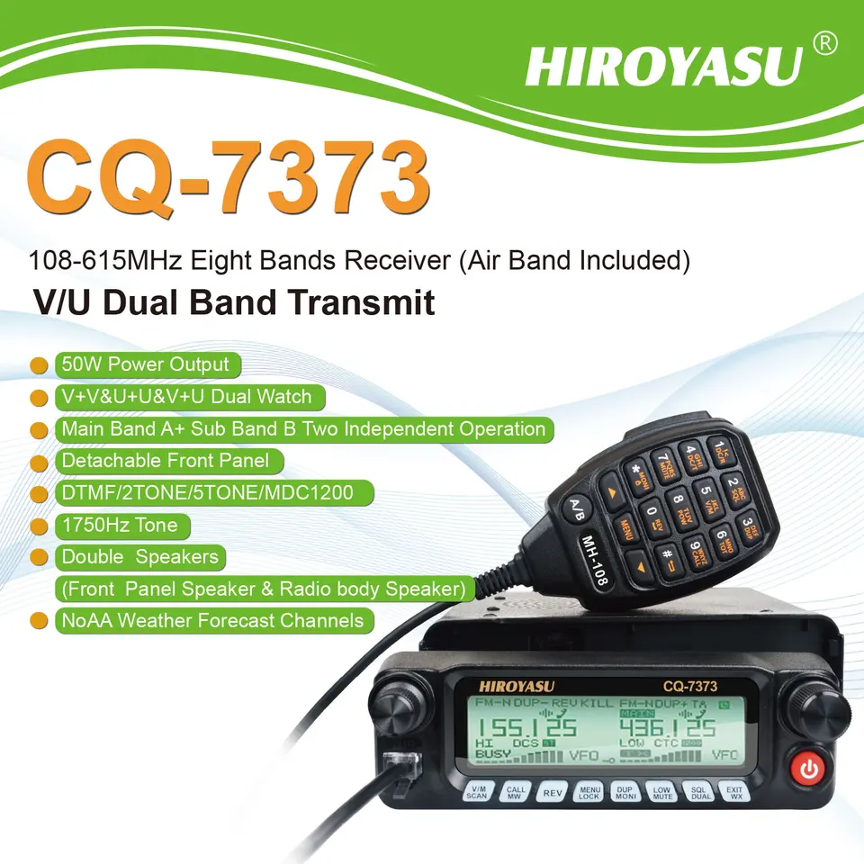 アマチュア携帯電話トランシーバー,50W,100ch,エアバンド,RX,VHF, UHF