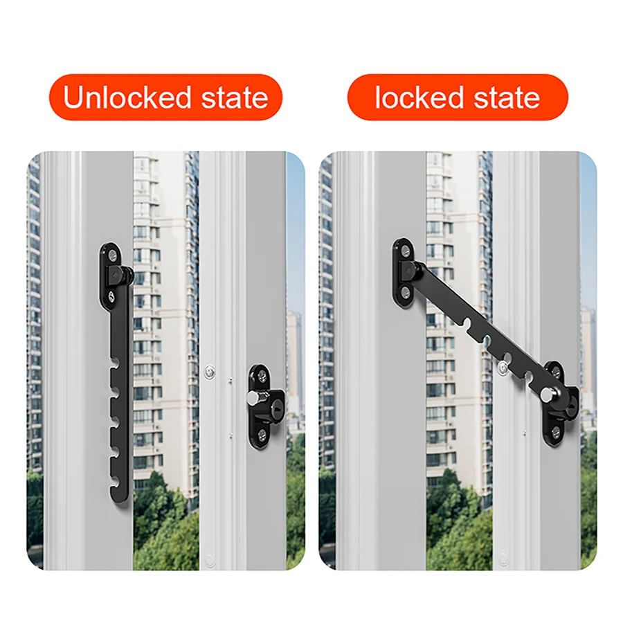 Window Limiter ABS Adjustable Self Adhesive Falling Prevention Anti-theft Window Locks Child Safety Buckle Perforation-free