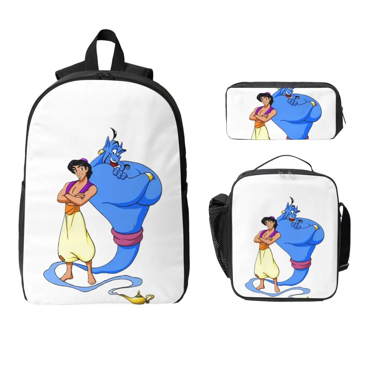 

Рюкзак Aladdin, студенческая сумка для книг для мальчиков и девочек, школьная сумка, сумки на плечо для ноутбука, 3 шт., изолированная сумка для обеда, пенал