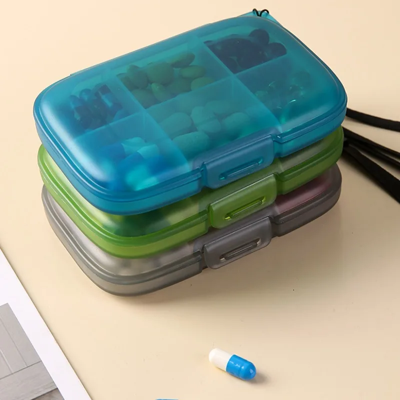 6 Grids Plastic Pill Box Portable Small Weekly Medicine Holder Storage Organizer Container Case With String For Travel Home