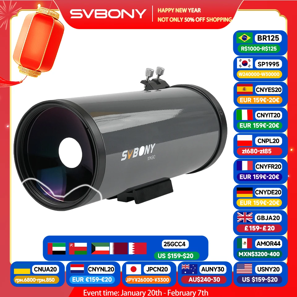 Svbony MK90 Maksutov-Cassegrain Telescope 90mm Aperture, Portable Grab-and-Go , Ideal for Lunar,Planetary Observations