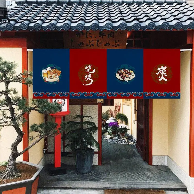 VIKAMA Crayfish & Beer Triangle Flag Curtain, Spicy Edamame Skewer Navy Red Print Bunting Pennant for Seafood Bar Pub Decor