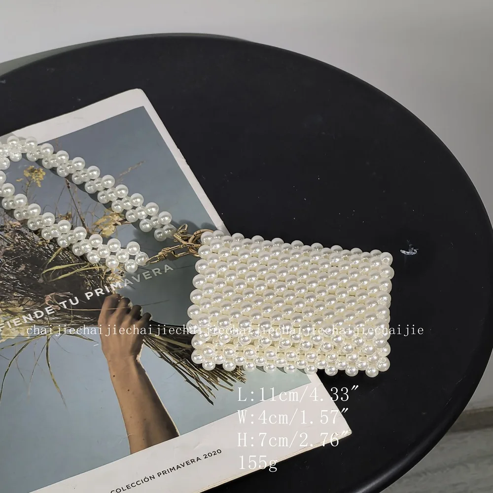 Ins لطيف الأميرة الصغيرة أنيقة اللؤلؤ حقيبة اليد المنسوجة مطرز حقائب نسائية مأدبة محفظة محمولة ألوان قابلة للتخصيص بالجملة #6