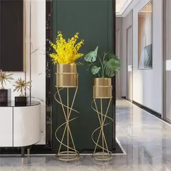 Luz de luxo ouro ferro flor prateleira prateleira interior sala estar varanda vertical planta pote rack móveis tv gabinete flor suporte