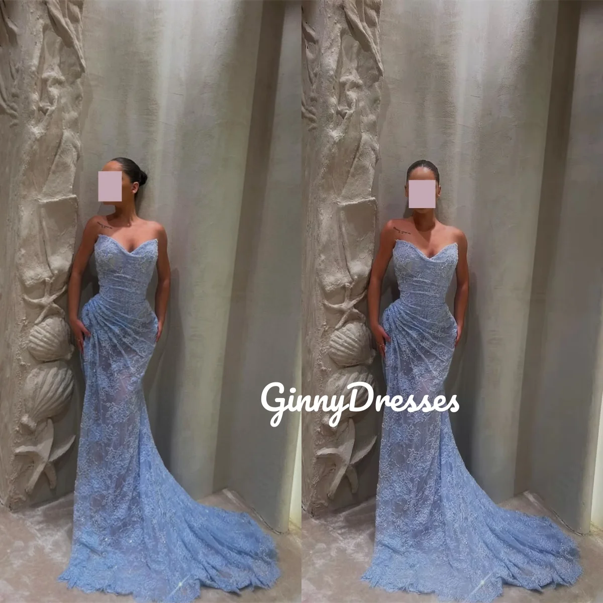 

Customize Luxury Evening Dresses Mermaid Sweetheart Floor-Length Dresses For Prom Lace Sleeveless Zipper Up Wedding Dress