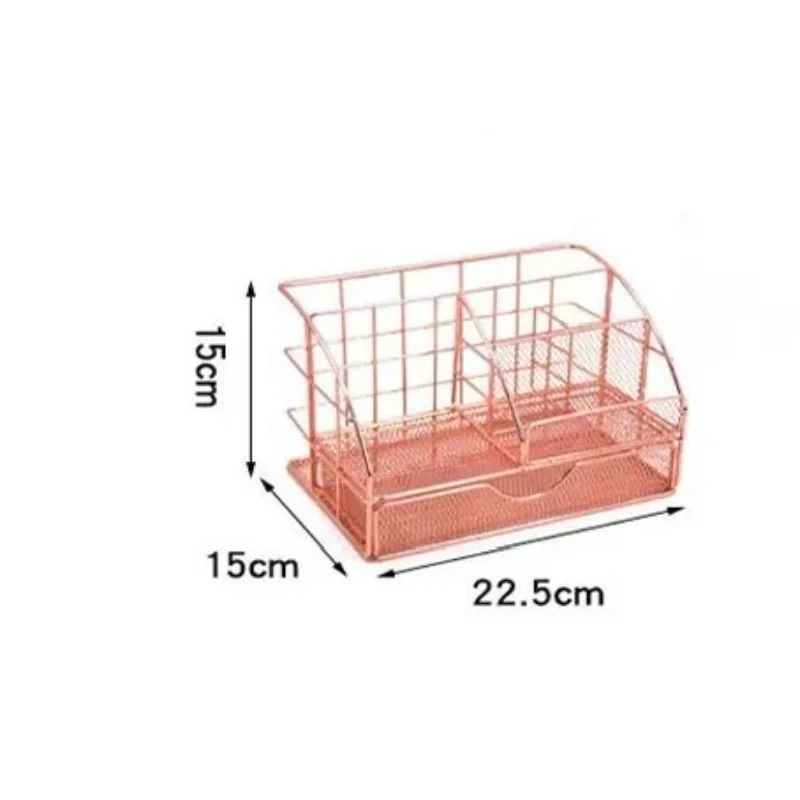 

Modern Wrought Iron Desk Organizer - Compact & Durable Storage for Pens, Papers, Makeup Brushes & Office Supplies - Perfect for