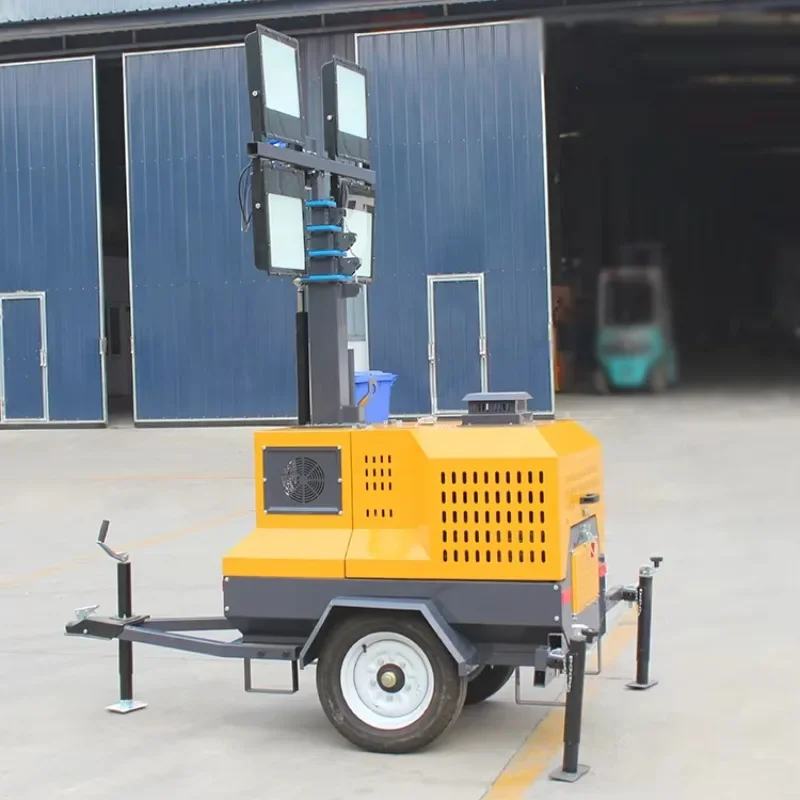 Garden and Landscape Trailer Mobile Lighting Emitting Diode Lighthouse Diesel Generator White Launcher and DC Power