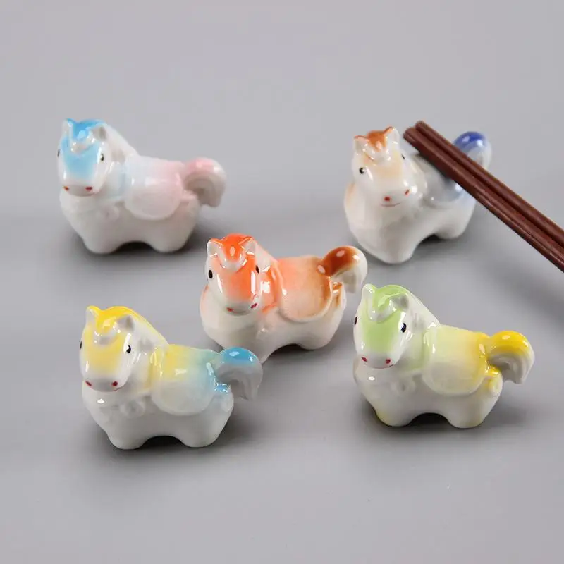 

1Pc Ceramic Chopsticks Pillow Chinese Zodiac Horse Design Home Decor Chopstick Rest Holder Spoon Hol for Kitchen & Dining
