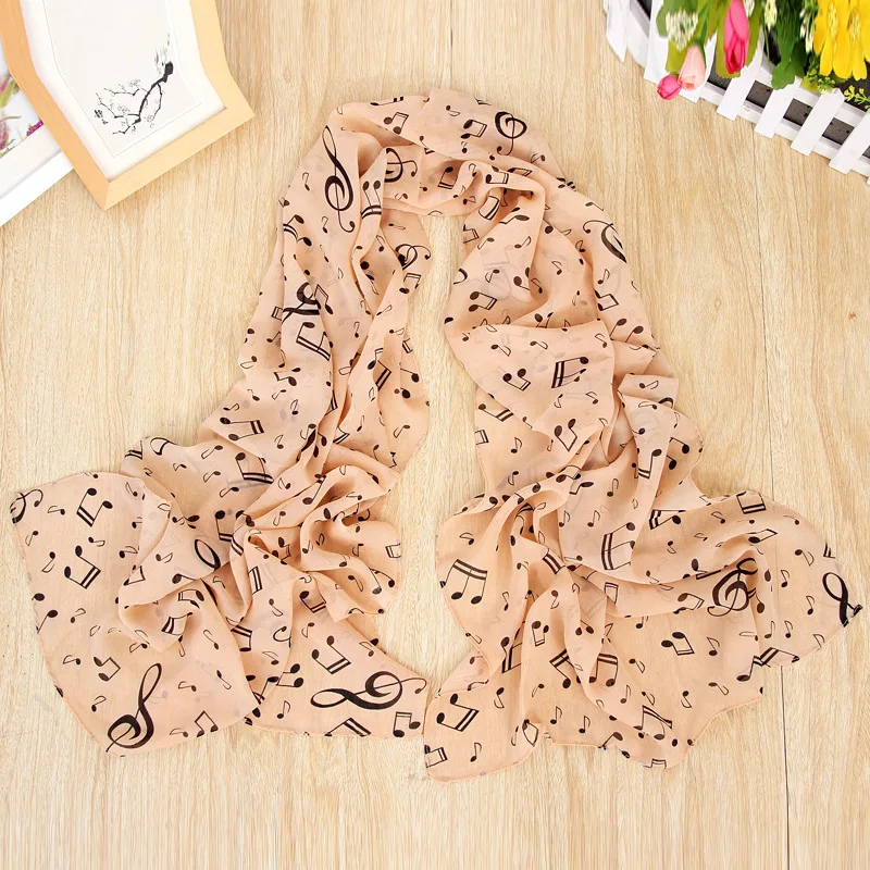 Spring/Summer New Women\'s 150cm * 50cm Music Symbol Long Chiffon Scarf Women\'s Printed Chiffon