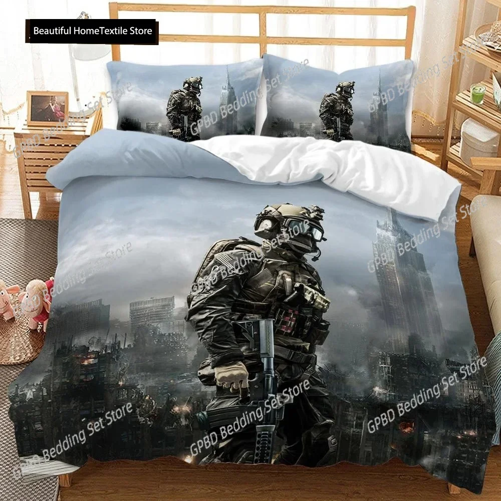 Special Police Print Duvet Cover American Soldier For Teen Adults Camouflage SWAT Theme Bedroom Decoration Polyester Quilt Cover