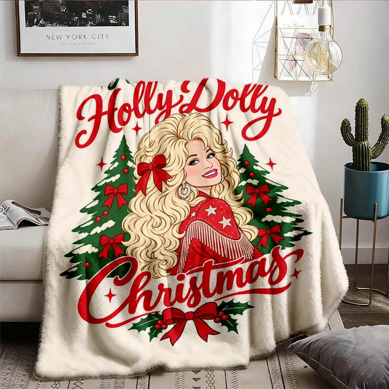 Have A Holly Dolly Christmas Flannel Blanket, Dolly Parton Flannel Blanket, Country Music Flannel Blanket