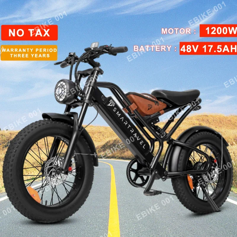 

SMARTRAVEL DK400 Motorcycle 1200W Motor 48V 17.5AH Lithium Battery Electric Bicycle All-terrain Tire Dual Shock Mountain E Bike