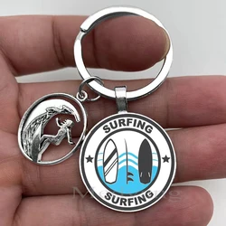 Surfing sports keychains glass dome for surfing enthusiasts men's and women's keychains gifts for surfing activities souvenirs