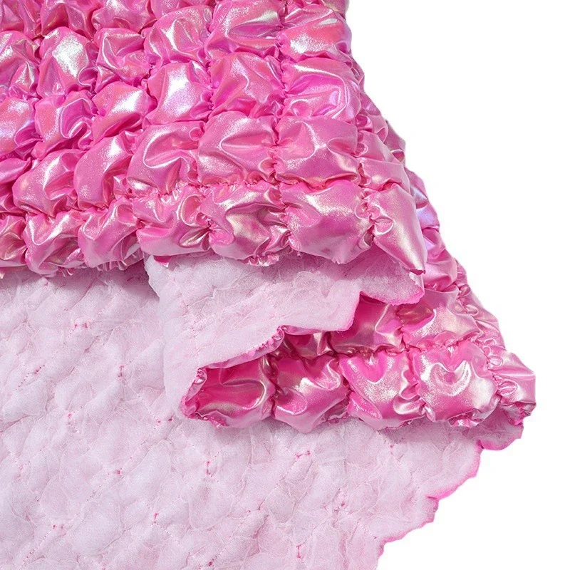 Picture 6: 100cm Waterproof 3D Bubble Quilted Puff PU Fabric Cotton Padded Embossed Plaid For DIY Coat Jacket Bag Car Upholstery Material